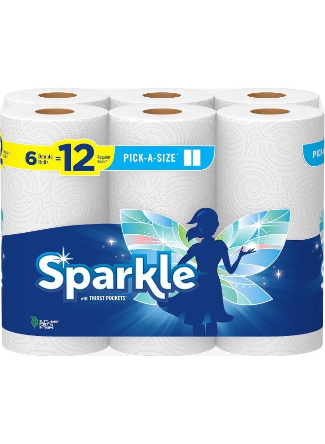 Sparkle Pick-A-Size Paper Towels, 6 Double Rolls = 12 Regular Rolls, Everyday Value Paper Towel With Full And Half Sheets - Image 1